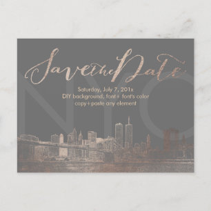 PixDezines/Rett Date/Pink Gold/NYC Twin Tower Ankündigungspostkarte