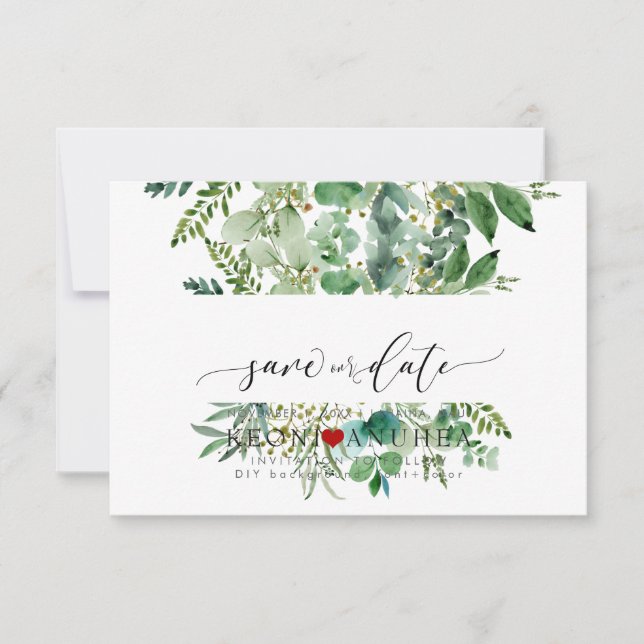PixDezines Rett Datum/Grün, Ältere+Fern Rett Save The Date (Vorderseite)