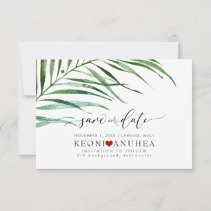 PixDezines Rett Datum/Grün, Palmfronten Save The Date