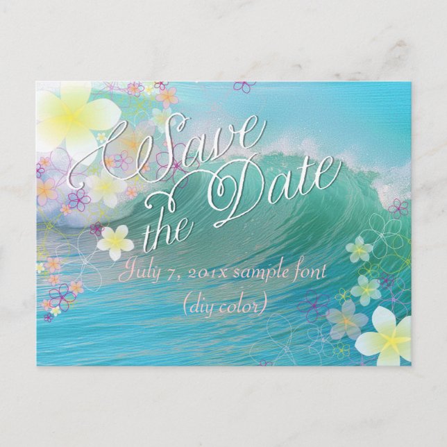 PixDezines/rett-Datum/Hula-Traum/Wellen Ankündigungspostkarte (Vorderseite)