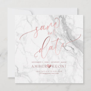 PixDezines Rett Datum/Imitate Rose Gold/Weiß Marmo Save The Date
