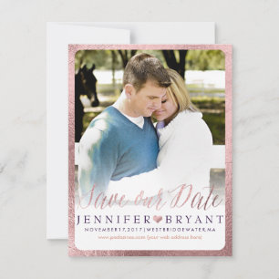 PixDezines Rett Datum/Imitate Rose Goldenes Herz Save The Date