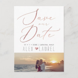 PixDezines Rett Datum, Imitate Rose Goldkalligraph Postkarte