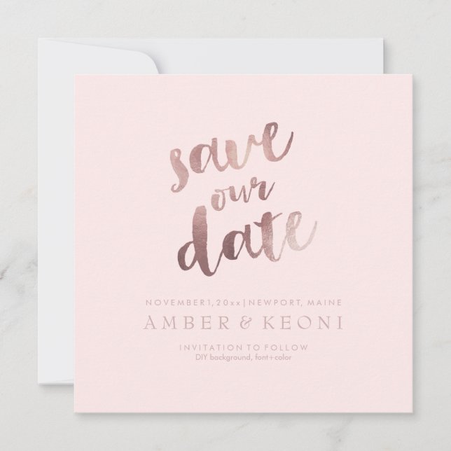 PixDezines Rett Datum/Rose Gold/DIY Hintergrund Save The Date (Vorderseite)