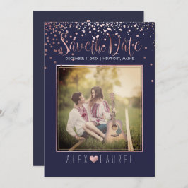 PixDezines Rettete Datum/Imitate Rose Gold Confett Einladung