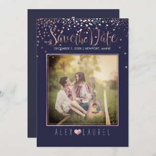 PixDezines Rettete Datum/Imitate Rose Gold Confett Einladung