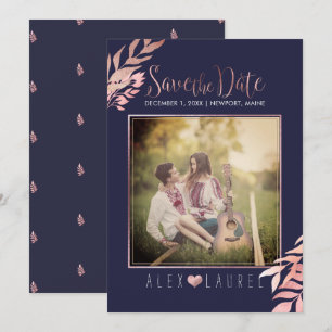 PixDezines Rettete Datum/Imitate Rose Gold Foliage Einladung