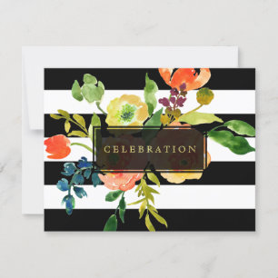 PixDezines Rezeption Mitzvah/DIY-Streifen/Blumen Einladung