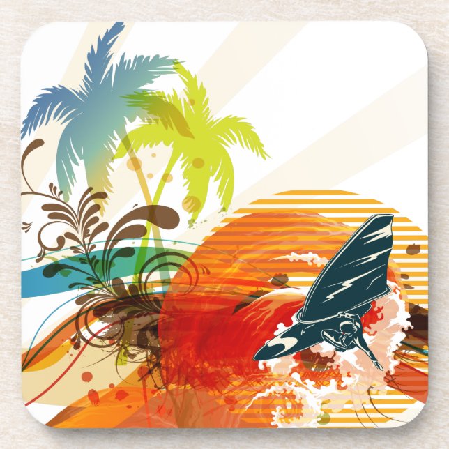 PixDezines riptide Surfer/Deuchhintergrundfarbe Untersetzer (Vorderseite)