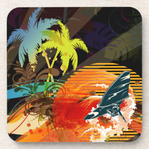 PixDezines riptide Surfer/Deuchhintergrundfarbe Untersetzer