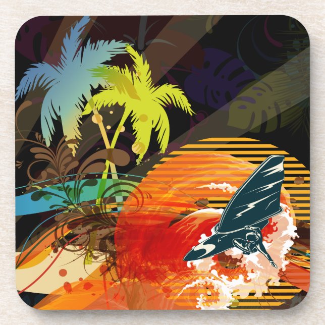 PixDezines riptide Surfer/Deuchhintergrundfarbe Untersetzer (Vorderseite)