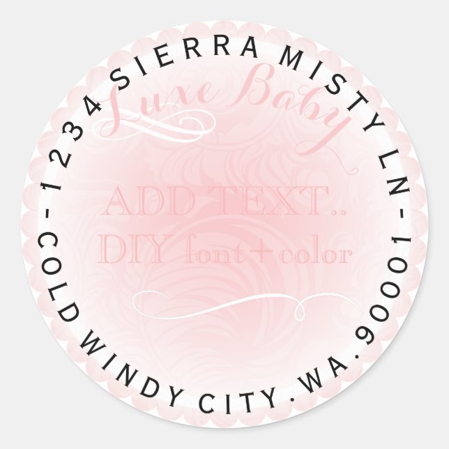 PixDezines rosa Doillie mit Rollen Runder Aufkleber (Vorderseite)