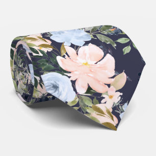 PixDezines Rosa Eisblau Wasserfarben Blumen Krawatte