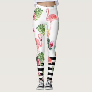 PixDezines rosa Flamingos+einstellbare schwarze St Leggings
