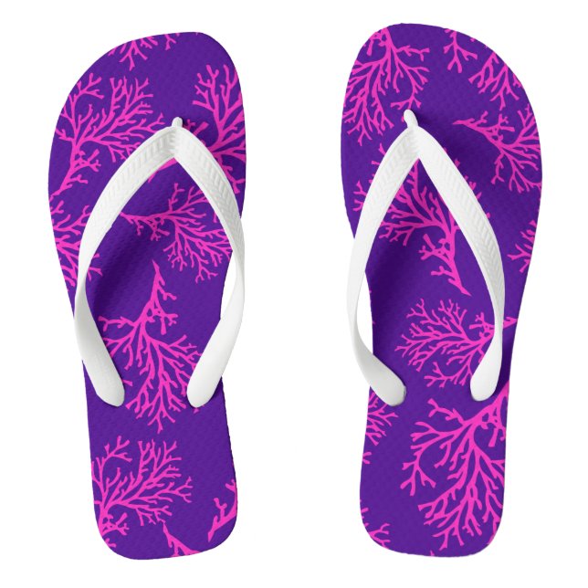 PixDezines rosa Korallen/Farbtöne Flip Flops (Fußbett)
