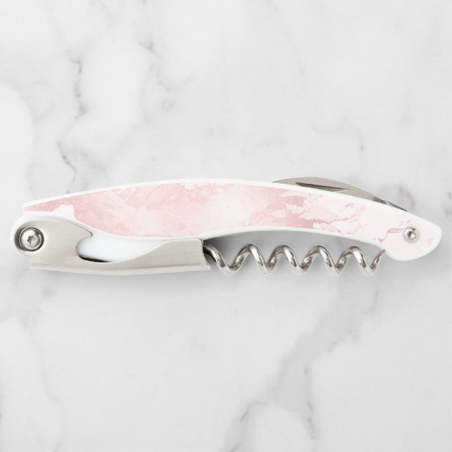 PixDezines rosa Marmor Kellnermesser (Vorderseite)