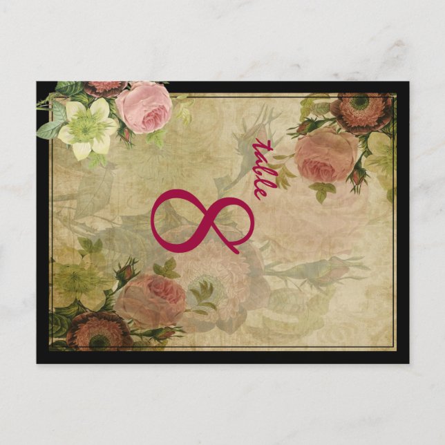 PixDezines Rose der Vintagen Hütte/Schriftart mit  Postkarte (Vorderseite)