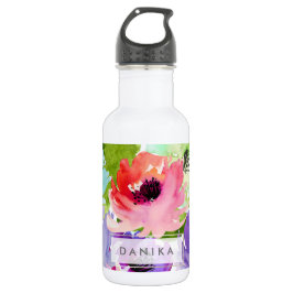 PixDezines Rose Floral/Wasserfarbe/Wasser Edelstahlflasche