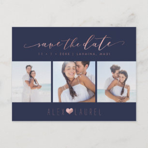 PixDezines Rose Gold Chic Skript Save the Date Postkarte