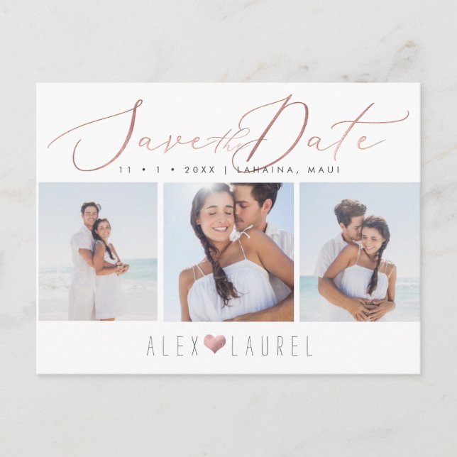 PixDezines Rose Gold Elegante Kalligraphie Rett Da Postkarte (Vorderseite)