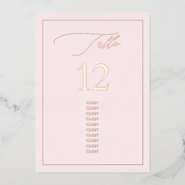 PixDezines Rose Gold Foil Luxe Calligraphy Table# Folieneinladung (Vorderseite)
