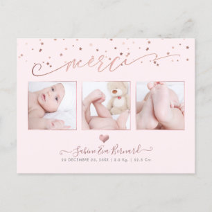 PixDezines Rose Gold les Étoiles Remerciements Postkarte