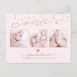 PixDezines Rose Gold les Étoiles Remerciements Postkarte