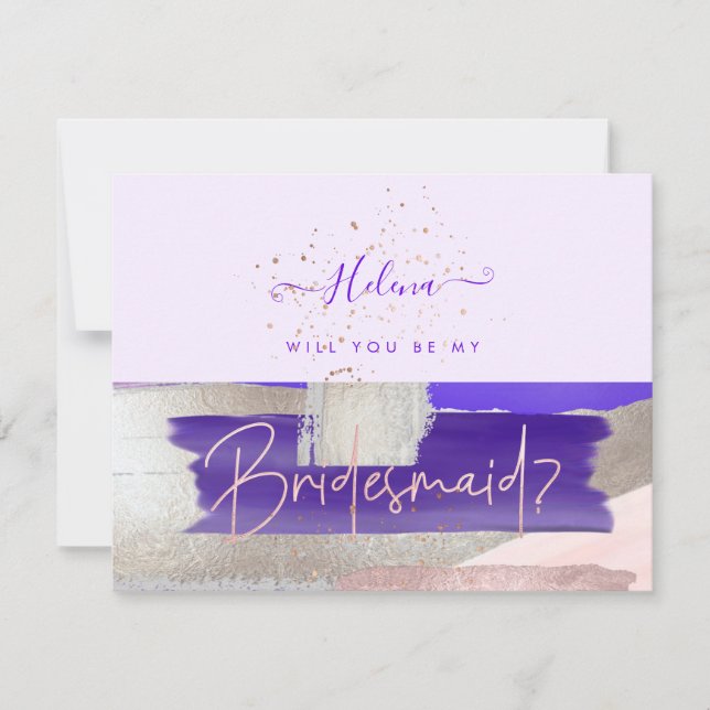 PixDezines Rose Gold+Lila werden Sie .. Bridesmaid Einladung (Vorderseite)