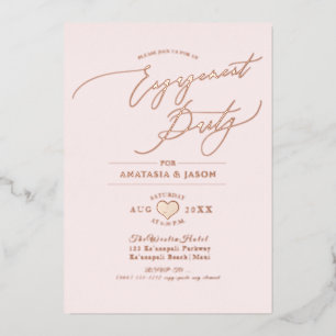 PixDezines Rose Gold Luxe Calligraphy Engagement Folieneinladung