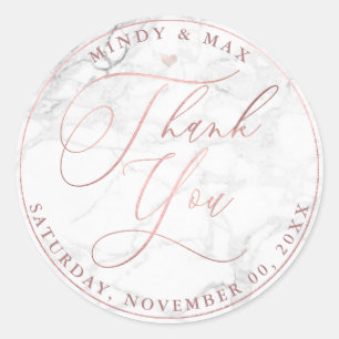 PixDezines ROSE GOLD ROMANTISCHE SCHRIFT DANKESCHÖ Runder Aufkleber