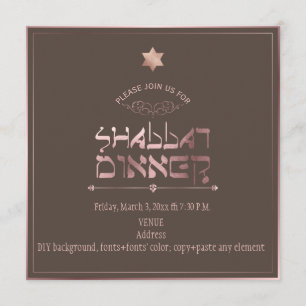 PixDezines Rose Gold Shabbat Dinner/DIY Hintergrun Einladung