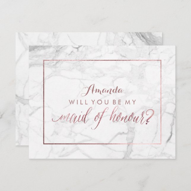 PixDezines Rose Gold werden Sie meine Zimmermädche Einladung (Vorne/Hinten)