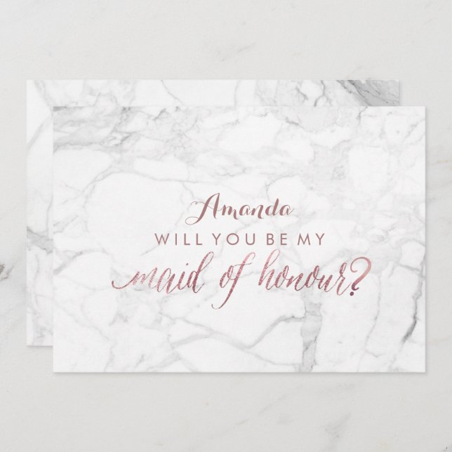 PixDezines Rose Gold werden Sie meine Zimmermädche Einladung (Vorne/Hinten)