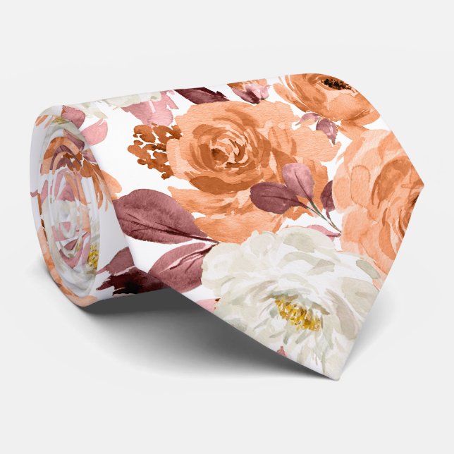 PixDezines Rose Wasserfarbrost Orange fallen Krawatte (Gerollt)