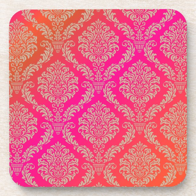 PixDezines Rosette Damask/DIY Hintergrundfarbe Getränkeuntersetzer (Vorderseite)