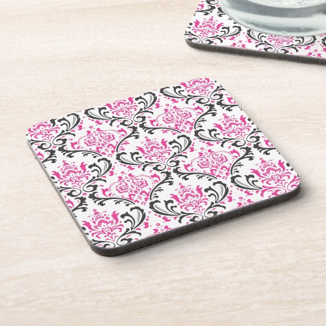 PixDezines Rossi Damask/DIY-Farben Getränkeuntersetzer (Linke Seite)