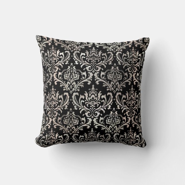 PixDezines Rossi Damask/Imitate Silver Kissen (Vorderseite)