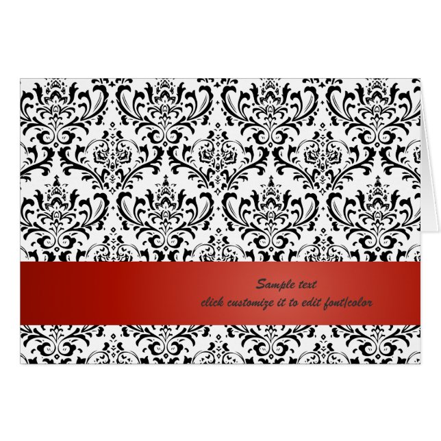PixDezines Rossi Damask, Rot/DIY Hintergrundfarbe (Vorderseite (Horizontal))