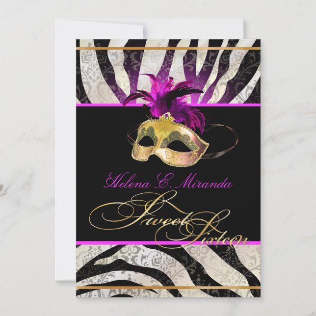 PixDezines Rossi Sweet 16 Masquerade / DIY Farbe!! Einladung (Vorderseite)