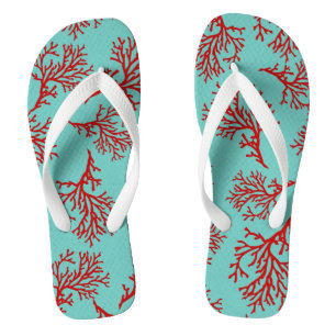 PixDezines rote Korallen/DIY-Farben Flip Flops