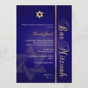 PixDezines ROYAL BLAUE/GOLD/BAR MITZVAH-INVITATION Einladung