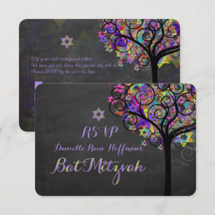 PixDezines rsvp Baum des Lebens Bat Mitzwa Einladung