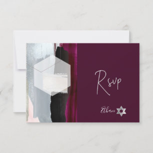PixDezines RSVP Burgund Wasserfarbe Bat Mizwa ✡ Karte