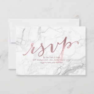 PixDezines RSVP Dazzled/Faux Roségold/Marmor Karte