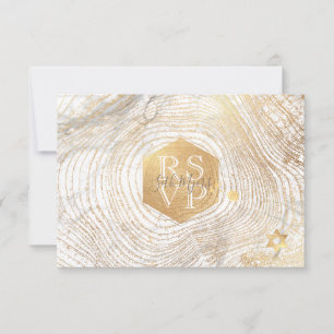 PixDezines RSVP Faux Gold Baum Ringe Bar Mitzvah ✡ Karte