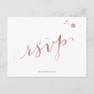PixDezines RSVP/FAUX ROSÉGOLD-FOLIE/SCRIPT-SCHRIFT Einladungspostkarte
