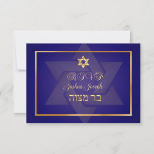 PixDezines rsvp klassische Bar Mitzwa/blau/gold Karte