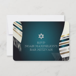 PixDezines RSVP Mitzvah/teal Tallit/DIY-Hintergrun Karte