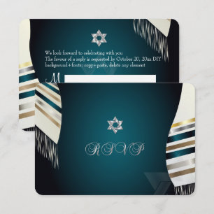 PixDezines RSVP Mitzwa/teal Tallit/DIY-Hintergrund Einladung