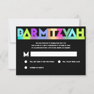 PixDezines RSVP Neonlicht Bar Mitzwa ✡ Karte